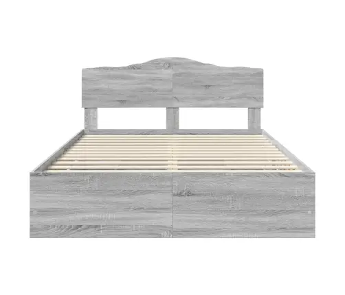 Gultas Rāmis Pelēks Sonoma 140 X 200 Cm Inženieru Koks Vidaxl
