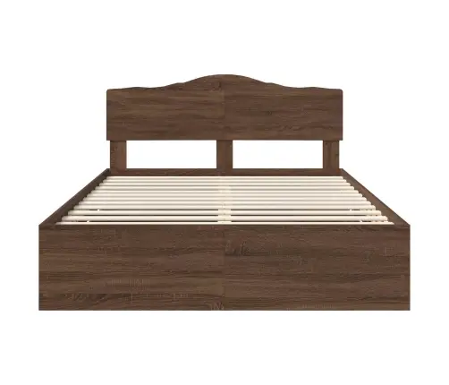 Gultas Rāmis Brūns Ozols 140 X 200 Cm Inženieru Koks Vidaxl