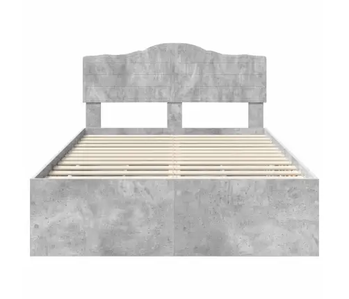 Gultas Rāmis Betona Pelēks 135 X 190 Cm Inženieru Koks Vidaxl