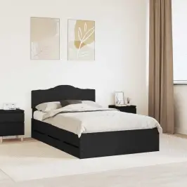Gultas Rāmis Ar Atvilktni Melna 120 X 190 Cm Inženieru Koks Vidaxl