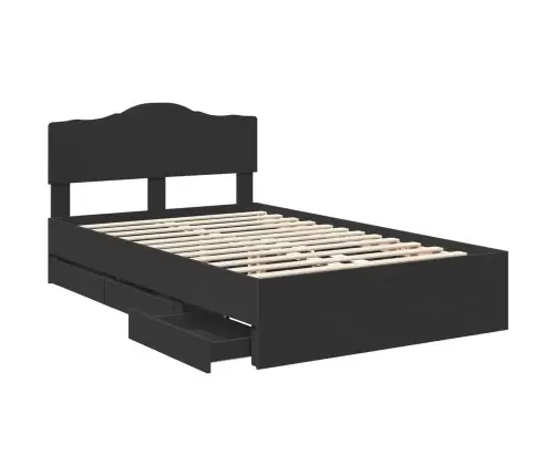 Lovos Rėmas Su Stalčių Juoda 120 X 190 Cm Inžinerinė Mediena