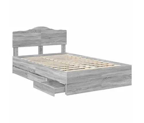 Gultas Rāmis Pelēks Sonoma 120 X 190 Cm Inženieru Koks Vidaxl