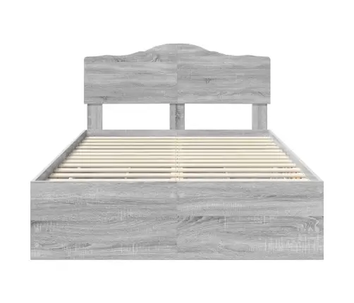 Gultas Rāmis Pelēks Sonoma 120 X 190 Cm Inženieru Koks Vidaxl
