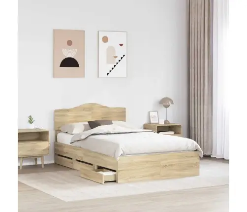 Gultas Rāmis Sonoma Ozols 120 X 200 Cm Inženieru Koks Vidaxl