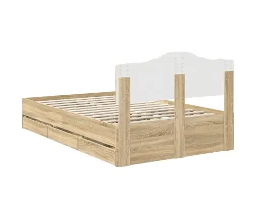 Gultas Rāmis Sonoma Ozols 120 X 200 Cm Inženieru Koks Vidaxl