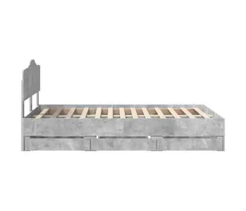 Gultas Rāmis Betona Pelēks 120 X 200 Cm Inženieru Koks Vidaxl