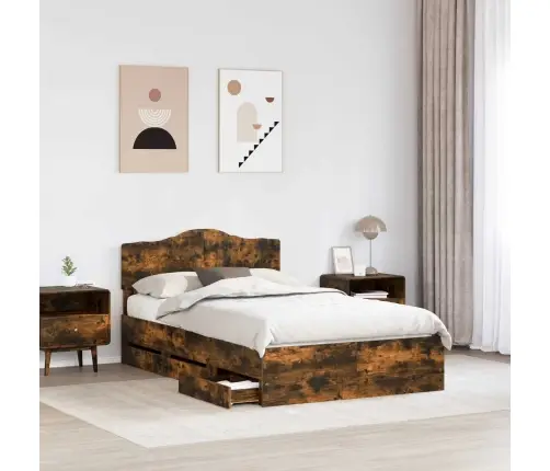 Gultas Rāmis Dūmaka Ozols 120 X 200 Cm Inženieru Koks Vidaxl