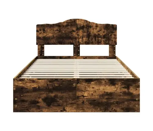 Gultas Rāmis Dūmaka Ozols 120 X 200 Cm Inženieru Koks Vidaxl