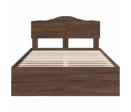 Gultas Rāmis Brūns Ozols 120 X 200 Cm Inženieru Koks Vidaxl