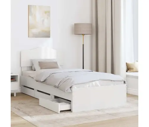 Gultas Rāmis Ar Atvilktni Balts 100 X 200 Cm Inženieru Koks Vidaxl