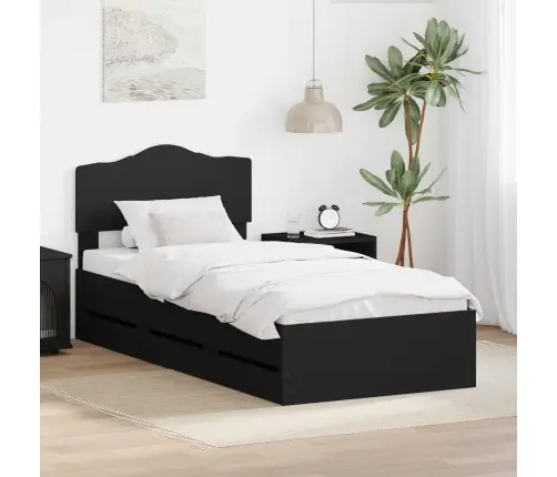 Voodi Raam Sahtliga Peaga Must 100 X 200 Cm Inseneripuit