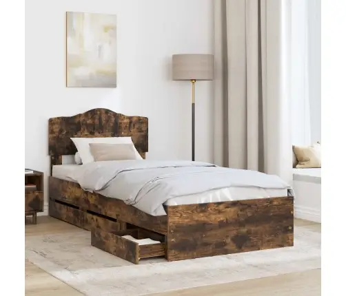 Voodi Raam Sahtliga Suitsetatud Tamm 100 X 200 Cm Inseneripuit