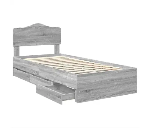 Gultas Rāmis Pelēks Sonoma 100 X 200 Cm Inženieru Koks Vidaxl