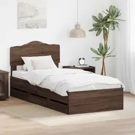 Gultas Rāmis Brūns Ozols 100 X 200 Cm Inženieru Koks Vidaxl