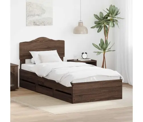Gultas Rāmis Brūns Ozols 100 X 200 Cm Inženieru Koks Vidaxl