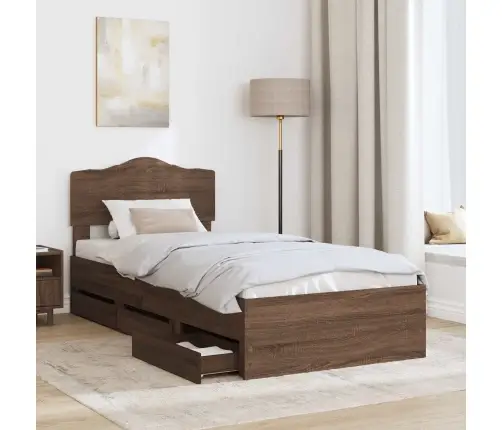 Gultas Rāmis Brūns Ozols 100 X 200 Cm Inženieru Koks Vidaxl