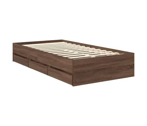 Gultas Rāmis Brūns Ozols 100 X 200 Cm Inženieru Koks Vidaxl