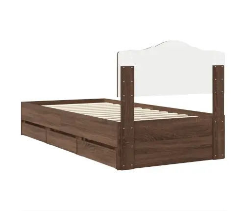 Gultas Rāmis Brūns Ozols 100 X 200 Cm Inženieru Koks Vidaxl