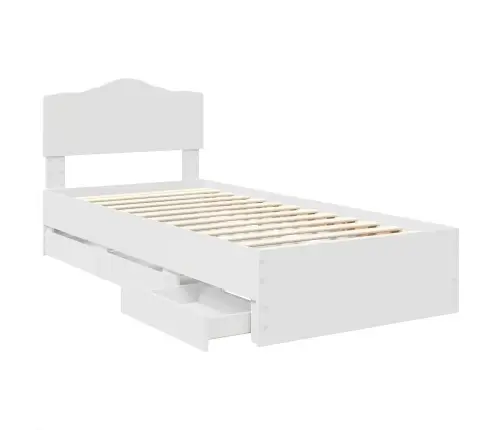 Gultas Rāmis Ar Atvilktni Balts 90 X 190 Cm Inženieru Koks Vidaxl