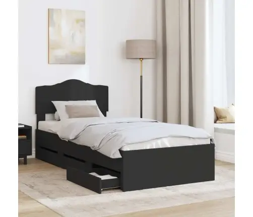 Gultas Rāmis Ar Atvilktni Melna 90 X 190 Cm Inženieru Koks Vidaxl