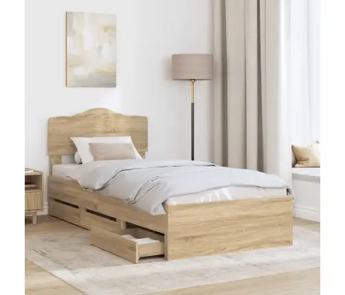Gultas Rāmis Sonoma Ozols 90 X 190 Cm Inženieru Koks Vidaxl