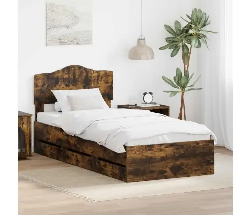 Voodi Raam Sahtliga Suitsetatud Tamm 90 X 190 Cm Inseneripuit