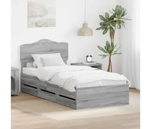 Lovos Rėmas Pilkas Sonoma 90 X 190 Cm Inžinerinė Mediena