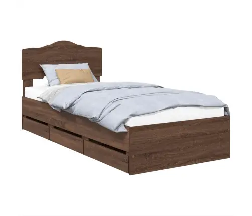 Voodi Raam Sahtliga Peaga Pruun Tamme 90 X 190 Cm Inseneripuit