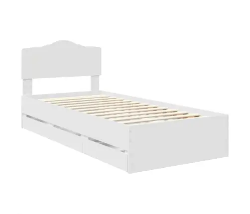 Gultas Rāmis Ar Atvilktni Balts 90 X 200 Cm Inženieru Koks Vidaxl