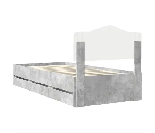 Gultas Rāmis Betona Pelēks 90 X 200 Cm Inženieru Koks Vidaxl