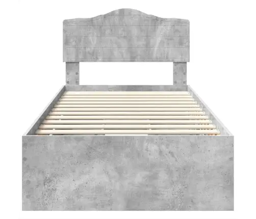 Gultas Rāmis Betona Pelēks 90 X 200 Cm Inženieru Koks Vidaxl