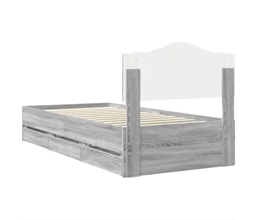 Gultas Rāmis Pelēks Sonoma 90 X 200 Cm Inženieru Koks Vidaxl