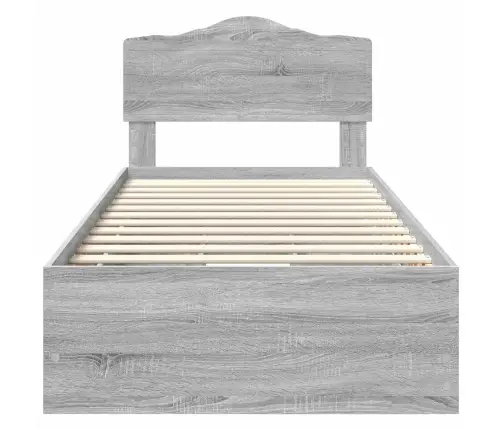 Gultas Rāmis Pelēks Sonoma 90 X 200 Cm Inženieru Koks Vidaxl