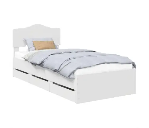 Gultas Rāmis Ar Atvilktni Balts 75 X 190 Cm Inženieru Koks Vidaxl