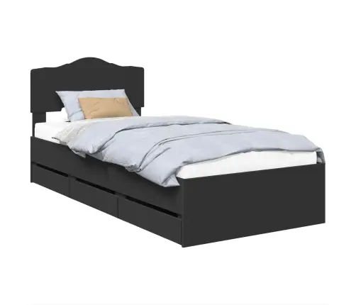 Voodi Raam Sahtliga Peaga Must 75 X 190 Cm Inseneripuit