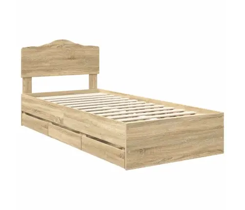 Gultas Rāmis Sonoma Ozols 75 X 190 Cm Inženieru Koks Vidaxl