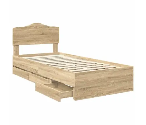 Gultas Rāmis Sonoma Ozols 75 X 190 Cm Inženieru Koks Vidaxl