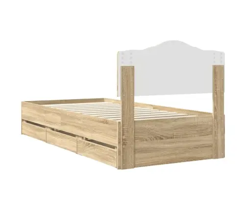 Gultas Rāmis Sonoma Ozols 75 X 190 Cm Inženieru Koks Vidaxl