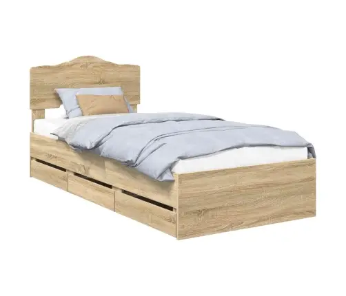 Gultas Rāmis Sonoma Ozols 75 X 190 Cm Inženieru Koks Vidaxl