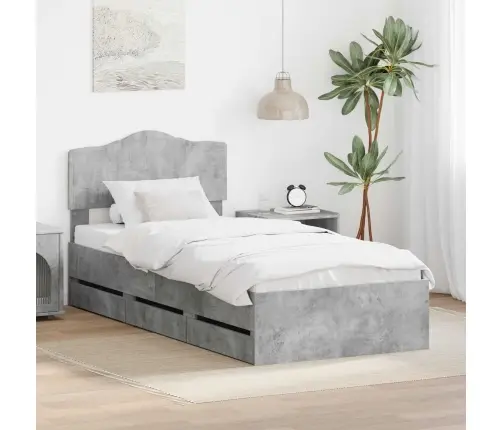 Gultas Rāmis Betona Pelēks 75 X 190 Cm Inženieru Koks Vidaxl