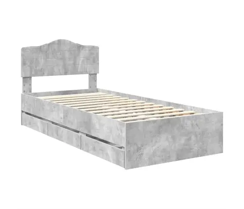 Gultas Rāmis Betona Pelēks 75 X 190 Cm Inženieru Koks Vidaxl