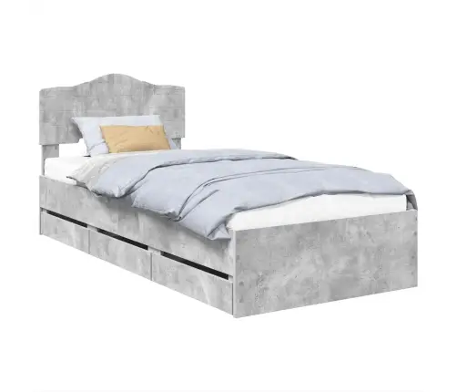 Gultas Rāmis Betona Pelēks 75 X 190 Cm Inženieru Koks Vidaxl