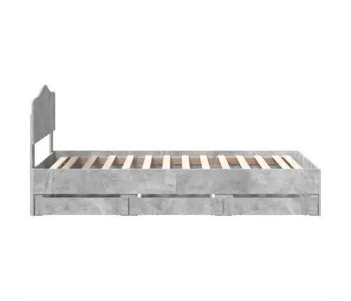 Gultas Rāmis Betona Pelēks 75 X 190 Cm Inženieru Koks Vidaxl