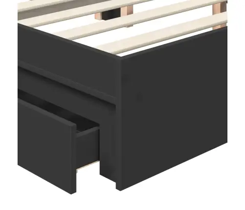 Glabāšanas Gulta Melna 200 X 200 Cm Inženierijas Koks Vidaxl