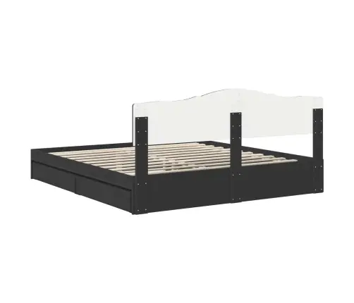 Glabāšanas Gulta Melna 200 X 200 Cm Inženierijas Koks Vidaxl