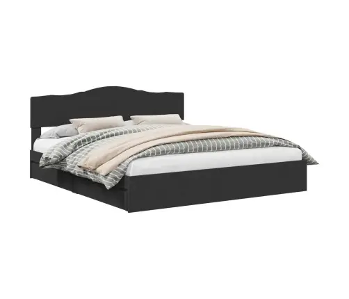 Glabāšanas Gulta Melna 200 X 200 Cm Inženierijas Koks Vidaxl