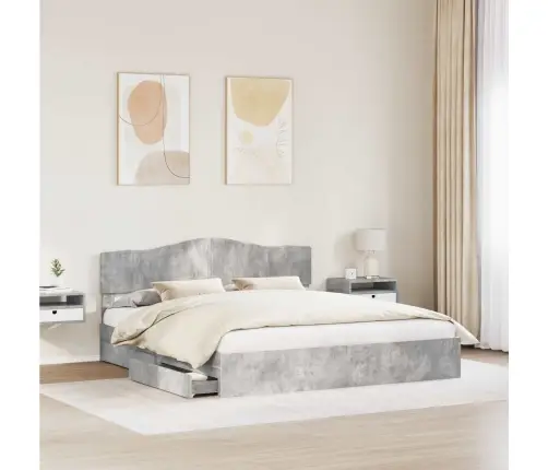 Laos Voodi Peaga Sahtliga Betoonhall 200 X 200 Cm Tehispuit