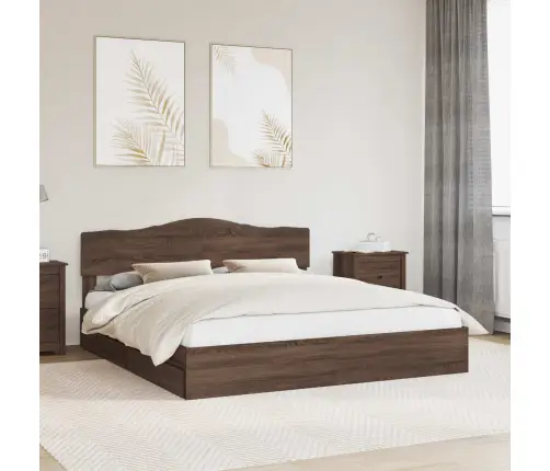 Saugos Lova Rudas Ąžuolas 200 X 200 Cm Apdirbta Mediena