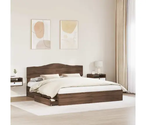 Saugos Lova Rudas Ąžuolas 200 X 200 Cm Apdirbta Mediena