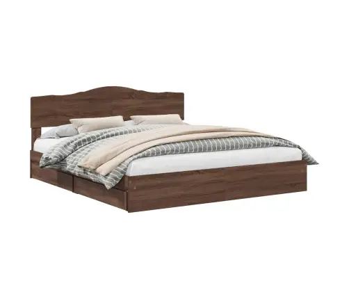 Saugos Lova Rudas Ąžuolas 200 X 200 Cm Apdirbta Mediena